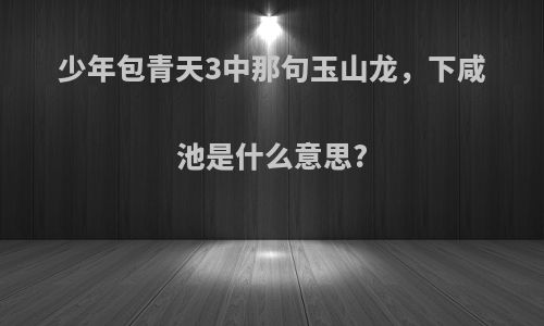 少年包青天3中那句玉山龙，下咸池是什么意思?