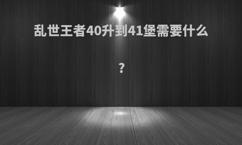 乱世王者40升到41堡需要什么?