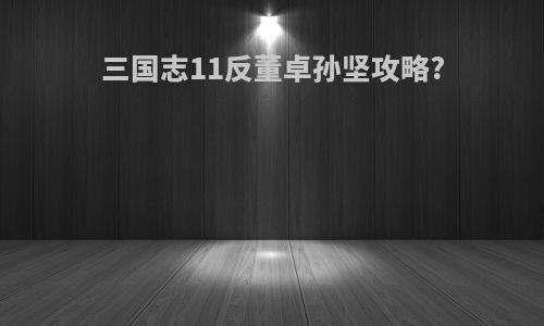 三国志11反董卓孙坚攻略?