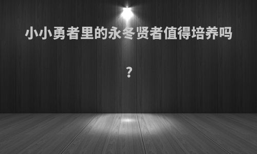 小小勇者里的永冬贤者值得培养吗?
