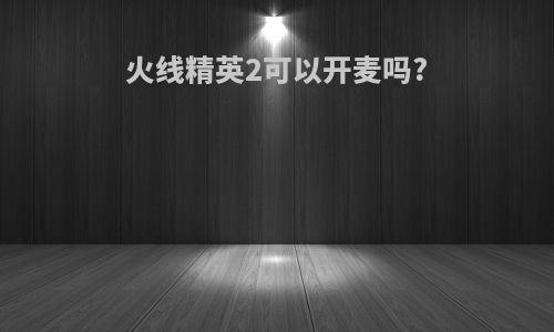 火线精英2可以开麦吗?