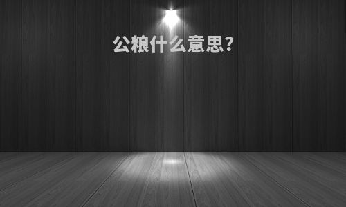 公粮什么意思?