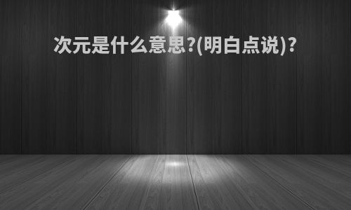 次元是什么意思?(明白点说)?