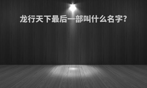 龙行天下最后一部叫什么名字?