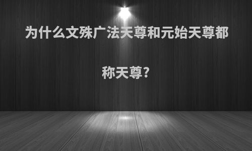 为什么文殊广法天尊和元始天尊都称天尊?
