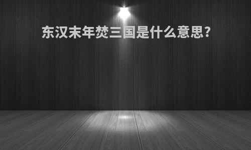 东汉末年焚三国是什么意思?