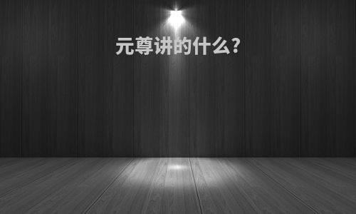 元尊讲的什么?