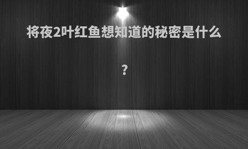 将夜2叶红鱼想知道的秘密是什么?
