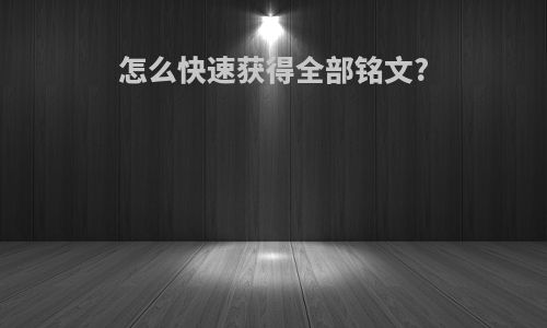 怎么快速获得全部铭文?