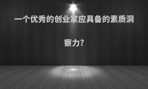 一个优秀的创业家应具备的素质洞察力?