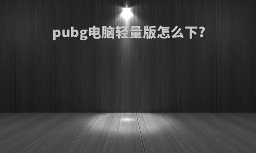 pubg电脑轻量版怎么下?